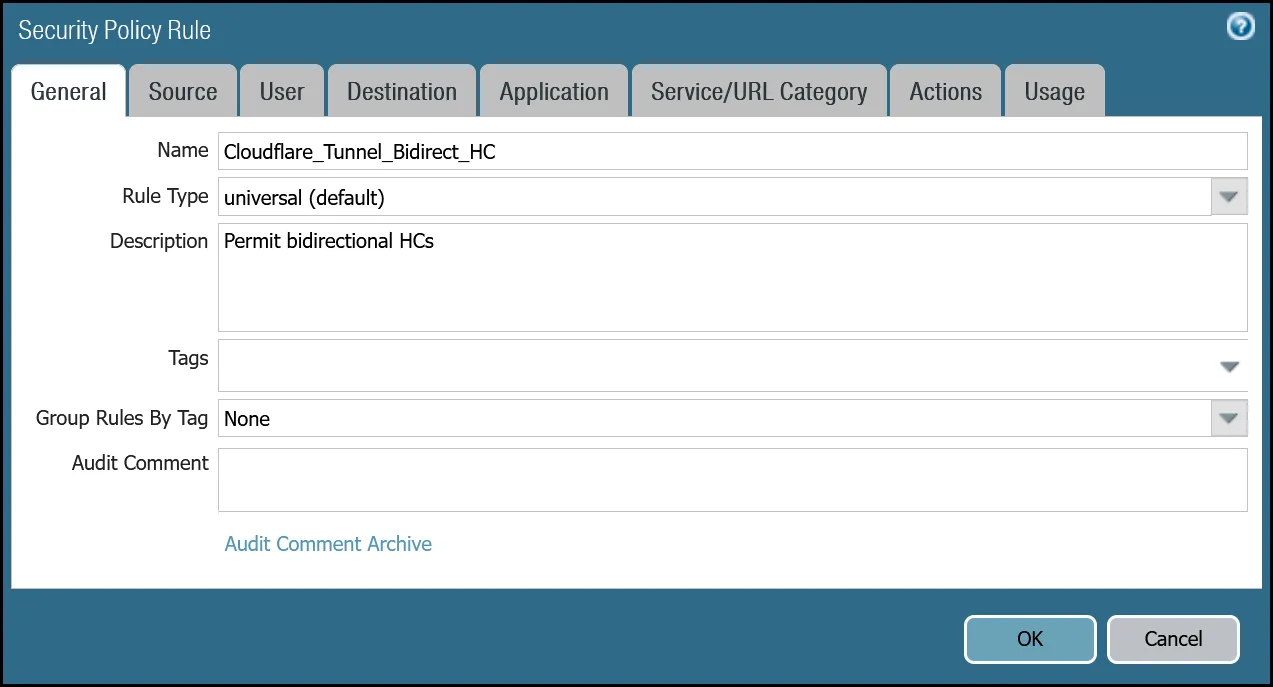 Bidirectioanl Health Check Rule - General