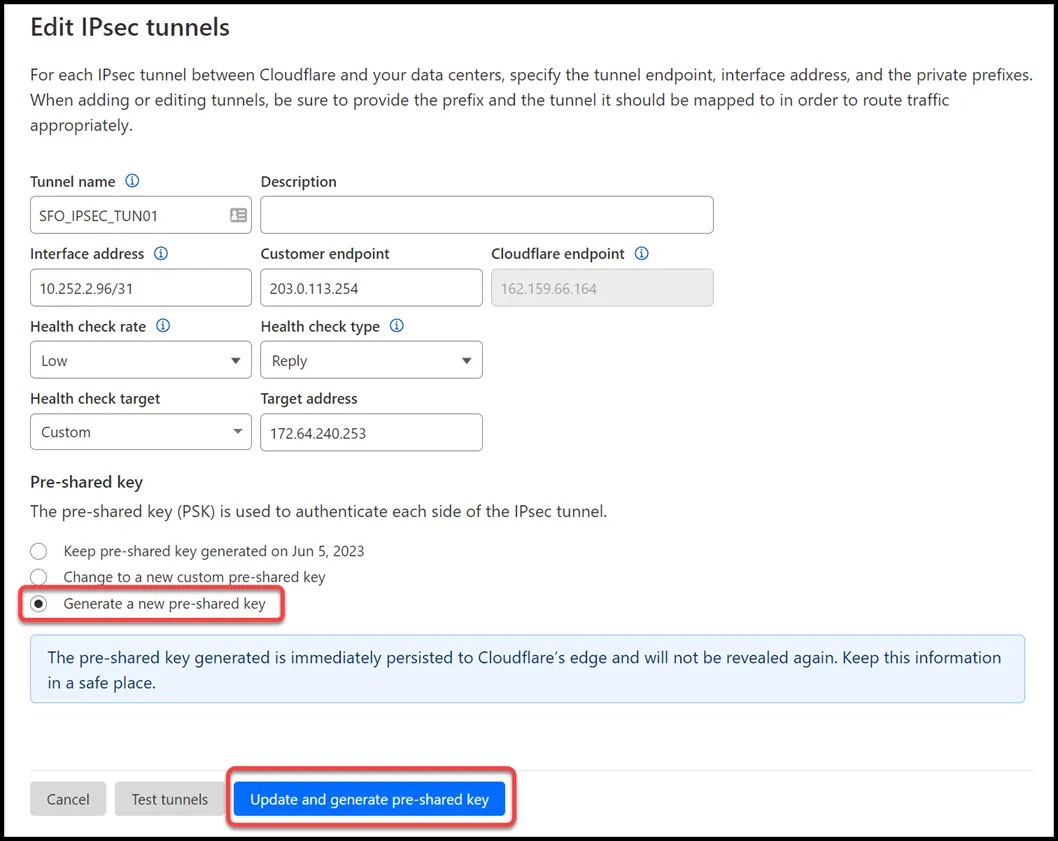 Generatre a new pre-shared key for each of your IPsec tunnels